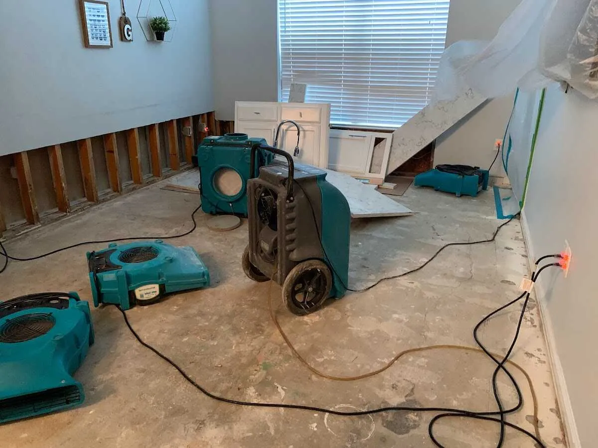 Dehumidifier in flood-cut room for Water Extraction & Removal in Sun Prairie